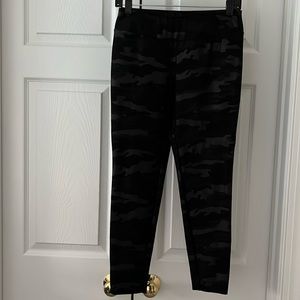 Insight stretchy black on black camo pattern ankle leggings